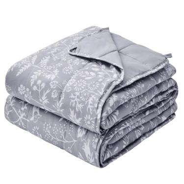 Imagem de Cobertor Queen com peso de 11 kg para adultos (152 cm x 203 cm, cinza pérola) Cobertor pesado refrescante para dormir perfeito para 109-118 kg, cobertor respirável grosso de inverno com conta de vidro