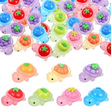 Imagem de Sibba 38 peças luminosas mini tartarugas de resina estatuetas em miniatura pequenas tartarugas pequenas que brilham no escuro plástico animal marinho pequena tartaruga para paisagem de aquário, micro
