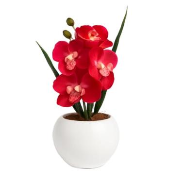 Imagem de Plantas Artificiais Decorativas, Mini Arranjo Orquidea Artificial Enfeite Casa (RED PP ROSA ESCURO)