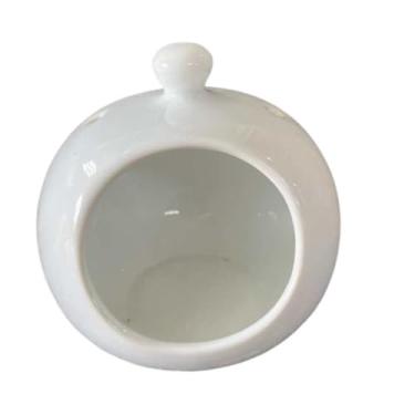 Imagem de Porta Cebola, Alho de Ceramica Liso Grande(Branco)