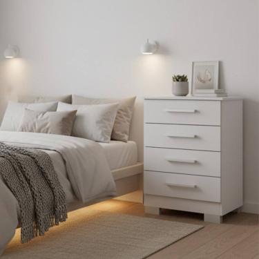 Imagem de Cômoda para Quarto 4 Gavetas em Mdp Carol Branco