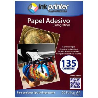 Imagem de Papel Fotográfico Brilhante Glossy A4 135gr Adesivo para Impressoras J