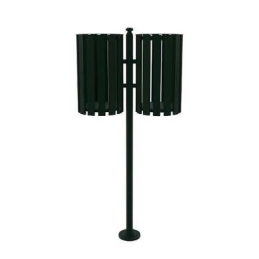 Imagem de Lixeira de Rua Pátios Parques Dupla Tubular Verde 151cm - Utildecor Mo