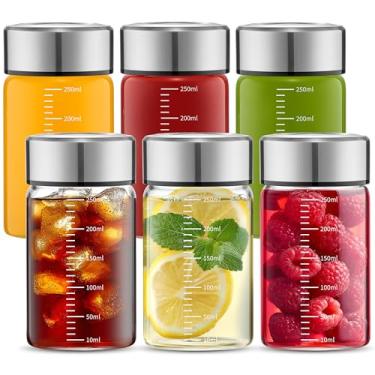 Imagem de Danmu Garrafas de suco de vidro com tampas de 227 g, garrafas de suco de vidro reutilizável 100% à prova de vazamento para suco, água, kombucha, leite, milkshake, café, vidro borossilicato, pacote com
