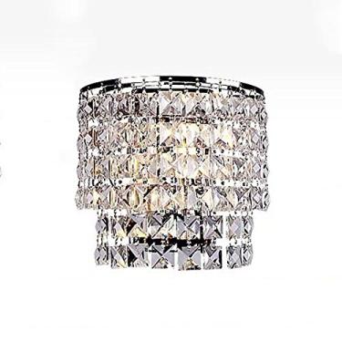 Imagem de Luminária de parede de cristal, luminária de parede pós-moderna com acabamento cromado, luminária de parede para decoração interna, luminárias de cabeceira, arandelas de luxo para sala de es