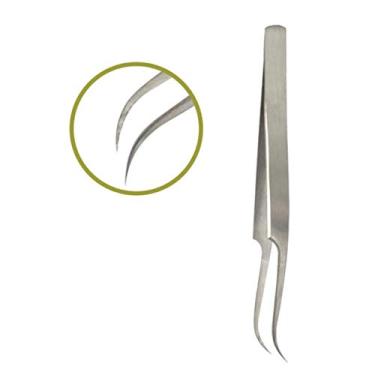 Imagem de Pinça aplicadora de alongamento de cílios com ponta curva - Santa Clara