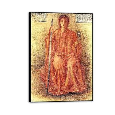 Imagem de SDYJ6GSW Edward Burne Jones Wall Art Time Poster pinturas famosas reprodução de imagens romantismo decoração de parede Edward Burne Jones decoração de casa 70 x 50 cm (28 x 20 pol) moldura preta