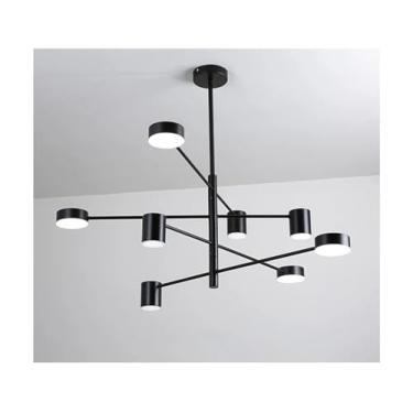 Imagem de Lustre preto Designer LED Minimalista Lustre de ferro forjado Sala de estar Quarto AC90-260V Iluminação interior para casa, lâmpadas de lustre