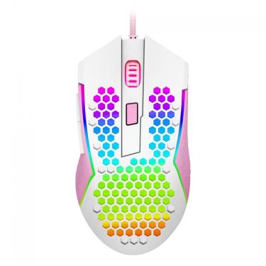 Imagem de Mouse Gamer Redragon Reaping Elite - 32000dpi - Sensor PWM3389 - USB - Branco e rosa - M987WP-P