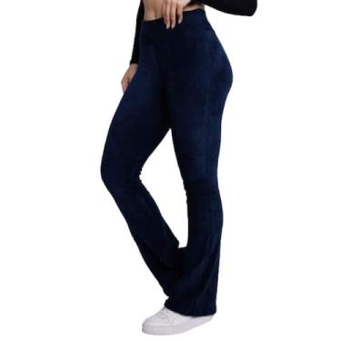 Imagem de Calça Legging Flare Cotelê Vekyo Veludo Cós Alto Inverno Cintura Alta 