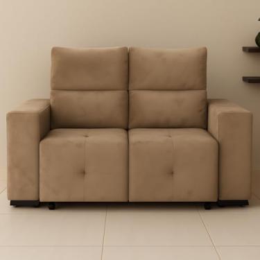 Imagem de Sofá Retrátil Reclinável 2 Lugares 140 CM Cancun em Veludo Pavia Diversas Cores Sala Estar Elegante - AV (AREIA)