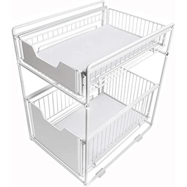 Imagem de Prateleira de armazenamento sob a pia do lava-louça da cozinha, prateleira de armazenamento debaixo do lava-loiças, prateleira de armazenamento escalonada para casa, prateleira de armazenamento