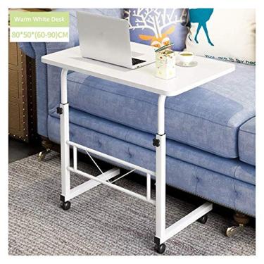 Imagem de P9IDEDFH Homee mesa de laptop mesa de cabeceira para computador ajustável mesa de laptop altura laterais mesa de estudo suporte de computador sofá cama mesa portátil para computador (cor: branco 80 x