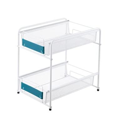 Imagem de AKALNNB Prateleira de armazenamento de cesta sob a pia com alças organizador de recipientes de temperos deslizante para cozinha/despensa/embaixo da pia/armário (cor: preto, tamanho: 39 * 17 * 39,5 cm