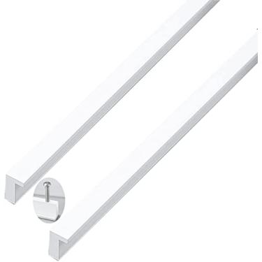 Imagem de Maçanetas de porta de guarda-roupa, maçanetas de armário, 2 peças puxadores de gaveta de liga de alumínio em forma de L, puxadores de móveis brancos, aldravas de armário, maçaneta de quarto para