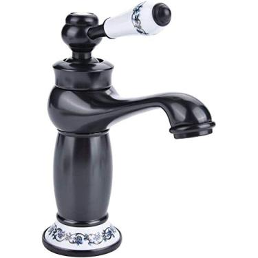 Imagem de Torneiras, torneira de lavatório água quente e fria, torneira de pia torneira cromada de banho, torneiras de banheiro torneiras de banheiro misturador de lavatório de alavanca única/bronze frotado com