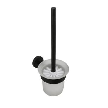 Imagem de Acessórios de banheiro de aço inoxidável, toalheiro preto fosco, suporte de papel higiênico, gancho de barra de toalha, conjunto de ferragens de vaso sanitário, com capa (suporte de escova de vaso