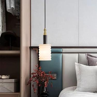 Imagem de YQSLQZZ Lustre Lucite natural, luminária pendente vintage para sala de jantar, casa de fazenda, iluminação decorativa de cabeceira, luzes de teto suspensas, altura ajustável, luzes E27*1