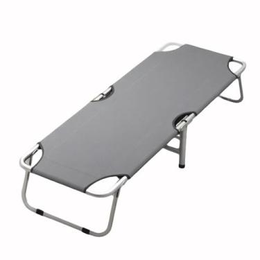 Imagem de Cama de acampamento dobrável de aço com travesseiro, respirável, dobrável, portátil, para uso ao ar livre, escritório