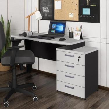 Imagem de Escrivaninha Extensível 120cm 4 Gavetas Flex Multimóveis Cr25323 Cinza/preto