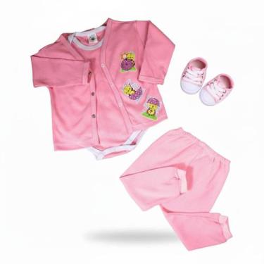 Imagem de Kit Maternidade 4 Pçs Essenciais Body, Mijão ,Culote Sem Pé, Casaco e 