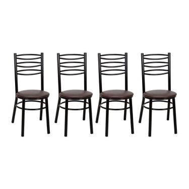 Imagem de Kit 4 Cadeiras Cp33 Pintadas Pretas Treparoni Preto Com Marrom