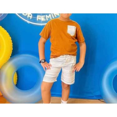 Imagem de Bermuda Masculina Infantil 100% algodão C/camisa com bolso - patricinh