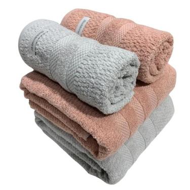 Imagem de Kit 4 Toalhas Buddemeyer Vanilla Extra Soft Rosa e Cinza  2 banho e 2 