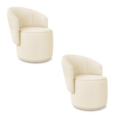 Imagem de Poltrona Decorativa Orgânica Fixa para Sala Kit 2 Malu Bouclê M11 - D'Rossi