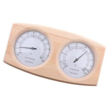 Imagem de predolo Termômetro e higrômetro de sauna de madeira 2 em 1 10-120 ° C para acessórios internos de spa doméstico com design de mostrador duplo 9,2 x 5,1 x 1,2