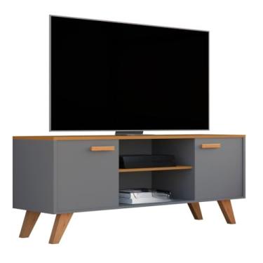 Imagem de Rack com Prateleiras para Sala de Estar, Estante para TV Moderno e Espaçoso, Ideal para Organização de Equipamentos(Cinza)