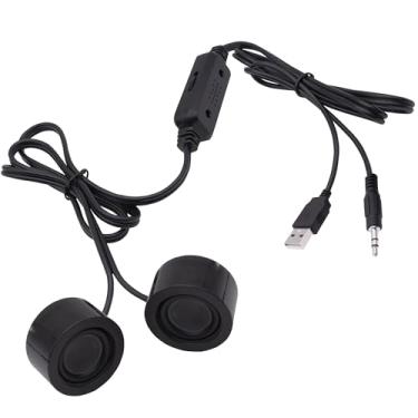 Imagem de YARCHONN Mini alto-falantes USB de computador para desktop, laptop, alto-falantes pequenos, alimentados por USB, conector estéreo TRS de 3,5 mm com ajuste de controle de volume para telefone MP3 - 1,2