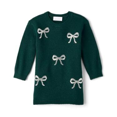 Imagem de The Children's Place Vestido suéter de manga comprida para bebês meninas e crianças pequenas, Laços verdes, 9-12 Meses
