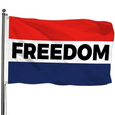 Imagem de Bandeira Charlie Kirk Freedom 9,5 x 1,5 m, branca, com 2 ilhós de latão, para decoração de cerca de varanda e pátio de jardim