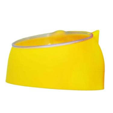 Imagem de Fenteer Tigela de areia para banho de hamster, acessórios para gaiola de banheira, tigela removível, recipiente de banheiro para gerbil, ouriço, chinchila, Amarelo