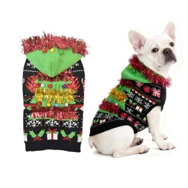 Imagem de Littledropet Suéter de Natal Ugly Dog, Fantasia de Árvore de Natal para Animais de Estimação para Cães Pequenos e Grandes, Moletom com Capuz para Chihuahua Bulldog Labrador, G
