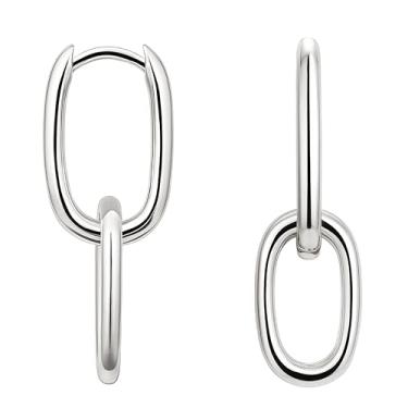 Imagem de Poxtex Brincos de ouro para mulheres modernos, brincos de argola banhados a ouro 14 K, grossos, leves, modernos, joias femininas, presentes, Large, Aço inoxidável, Sem pedra preciosa