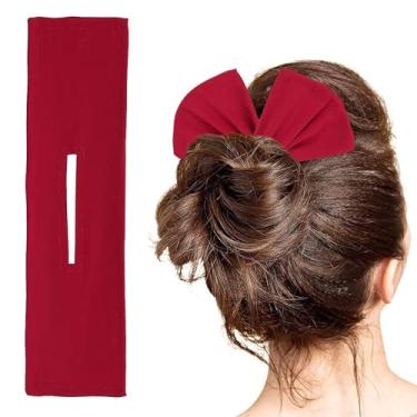 Imagem de Máquina de fazer coque de cabelo feminino vermelho – Ferramenta de modelagem moderna de cabelo comprido para torcer, dobrar e enrolar francesa