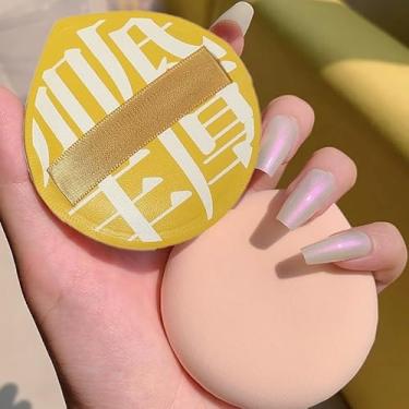 Imagem de 3 peças de esponja de maquiagem base corretivo pó puff macio reutilizável beleza liquidificador aplicador portátil de maquiagem facial, GG, amarelo