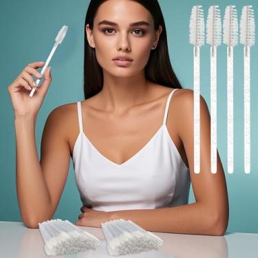 Imagem de 100 pincéis de cílios descartáveis, kits de maquiagem aplicadores de rímel, pincéis de spoolies de cílios para extensões de cílios e sobrancelhas (branco)