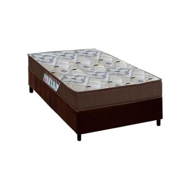 Imagem de Cama Box Solteiro: Colchão Ortopédico Ortobom D45 Iso 150 Firme + Base Crc Suede Brown (78x188)