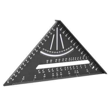Imagem de Régua triangular, liga metálica, régua triangular, transferidor 30, 45, 60, 90 graus, ferramenta de medição de layout para carpinteiro engenheiro (preto)
