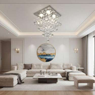 Imagem de Lustre para sala, quarto, cozinha, sala de janta em cristal k9 base 30x30