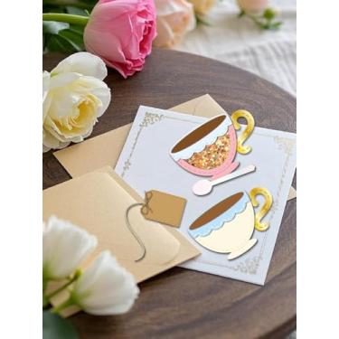 Imagem de 1 peça de estêncil de molde de corte de aço carbono com tema de copo, estêncil de molde de artesanato faça você mesmo para álbum de recortes faça você mesmo para fazer cartões decorativos em relevo