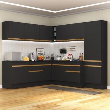 Imagem de Cozinha Completa De Canto Mp2102 Com Armário E Balcão Preta - MULTIMOV