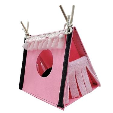 Imagem de Cryfokt Barraca de Túnel para Animais Pequenos, Feltro Macio, Cobaia, Coelho, Abrigo, Casa de Brinquedo, para Hamster (Rosa)