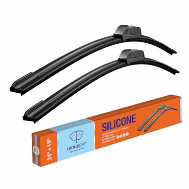 Imagem de WOWIPER Palhetas de Limpador de Para-Brisa de Silicone 24 e 18 de Substituição para Toyota Corolla 2008-2003/Chevrolet Cruze 2015-2011 Equinox 2022-2018 Palhetas de Limpador de Par (24"+18")