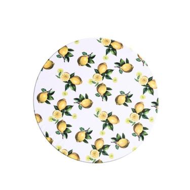 Imagem de Sousplat Estampado Allegra 2 Peças Capa E Base Mdf 35cm Diâmetro 100% Poliéster - Limão