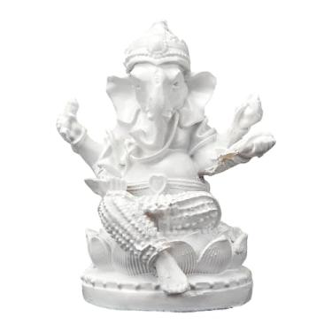 Imagem de Wswqop Estátua do Senhor Ganesha, escultura religiosa de Buda, decorativa, feita à mão, estatueta de Ganesha, ornamento para centro de mesa de TV ou, Branco 4.7x4.2x6cm