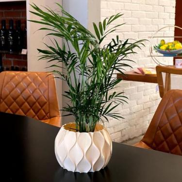 Imagem de Vaso Decorativo com Design em Ondas - Decoração Moderna para Plantas e Suculentas(Bege)